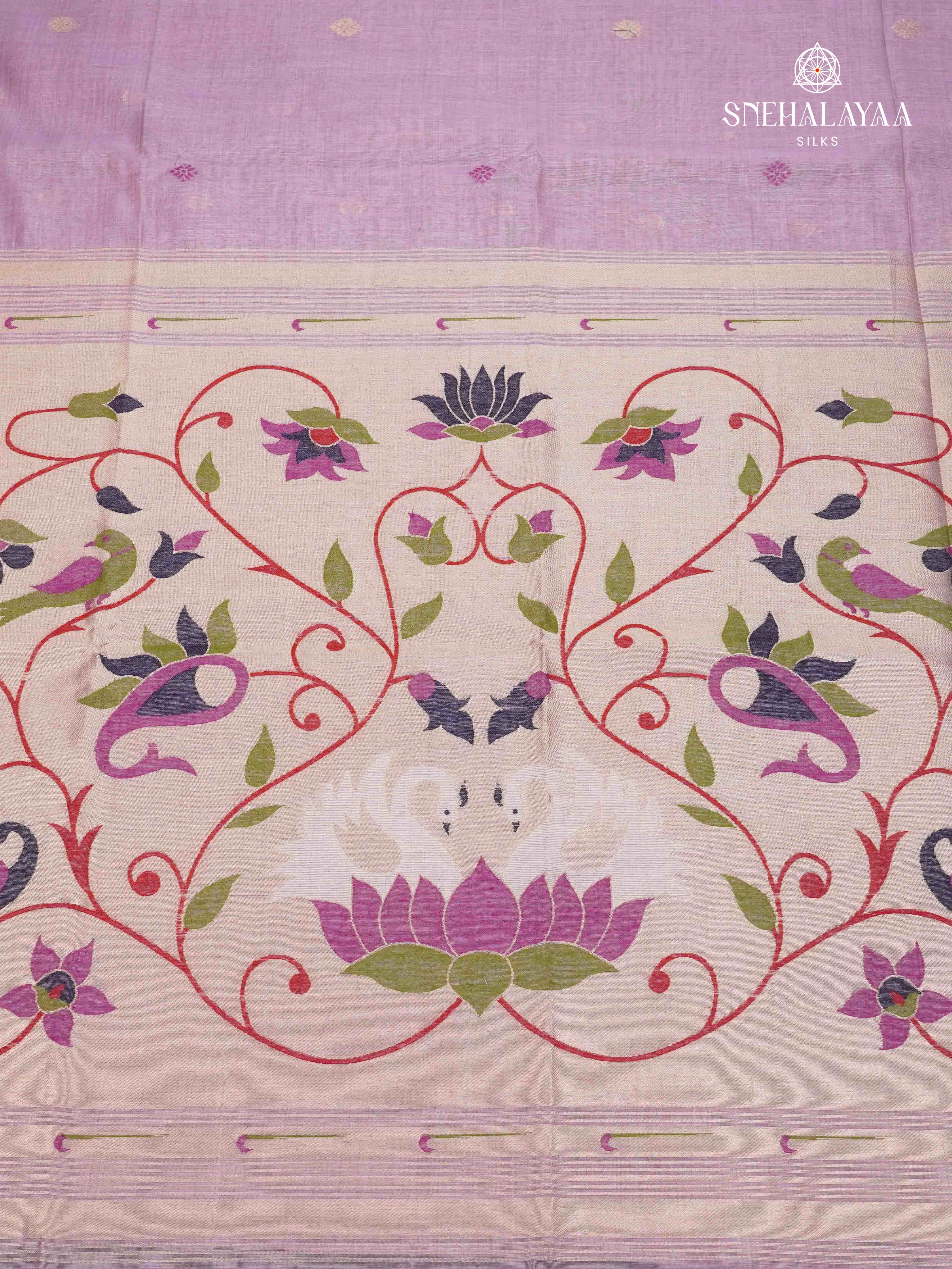 Lavender Munga Cotton Saree