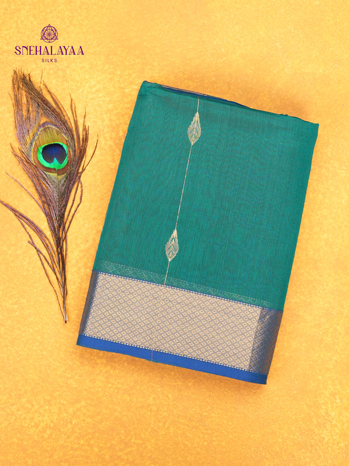 Peacock Blue Maheshwari Silk Cotton Saree