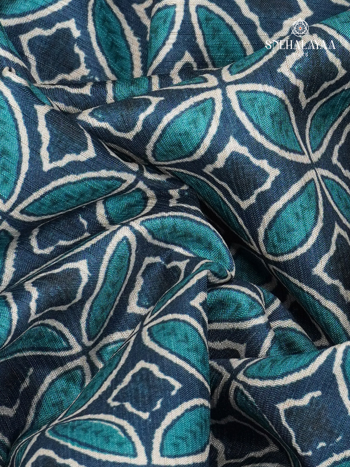 Navy Blue Tussar Saree