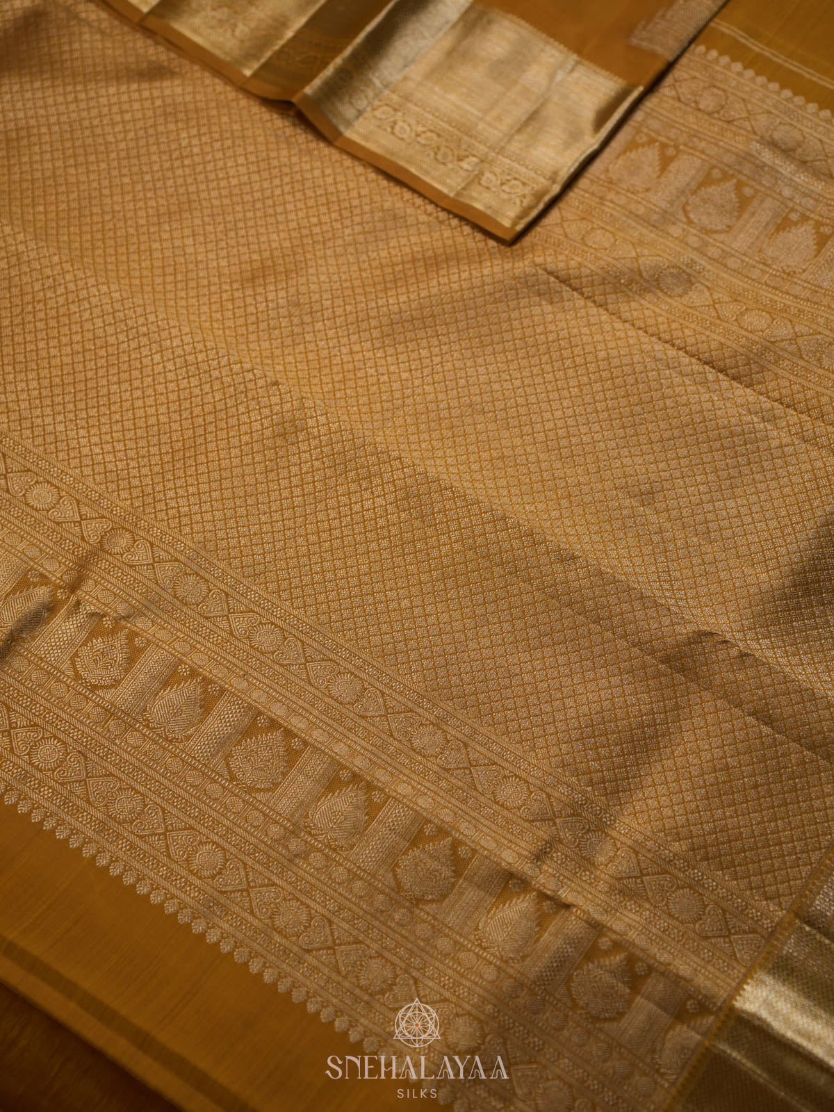 Mustard Yellow Kanjivaram Silk Saree