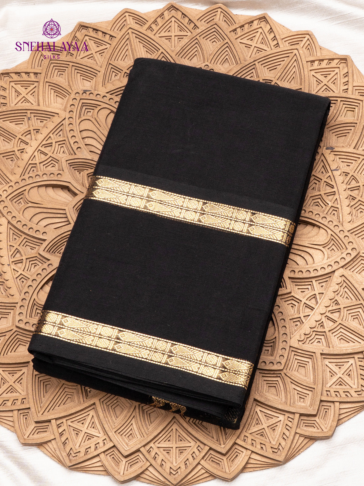 Black Pure Kanchi Cotton Saree