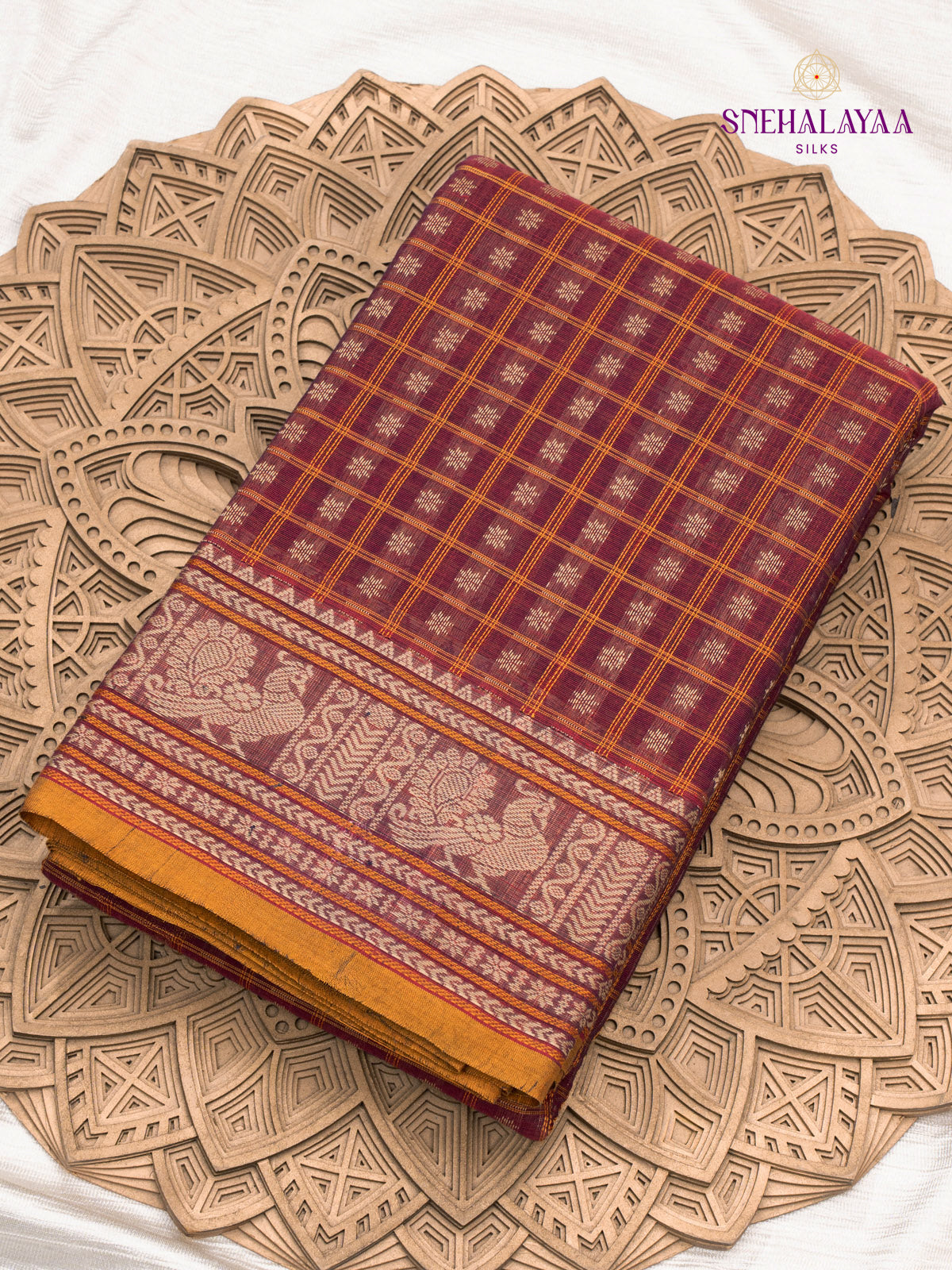Maroon Kanchi Cotton Saree