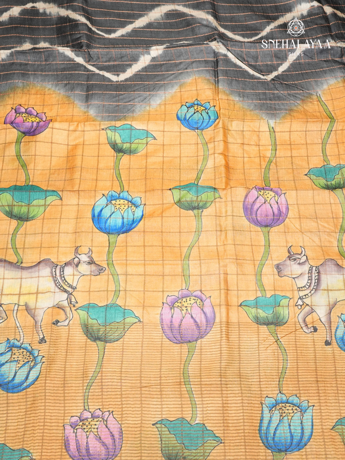 Black Tussar Silk Saree