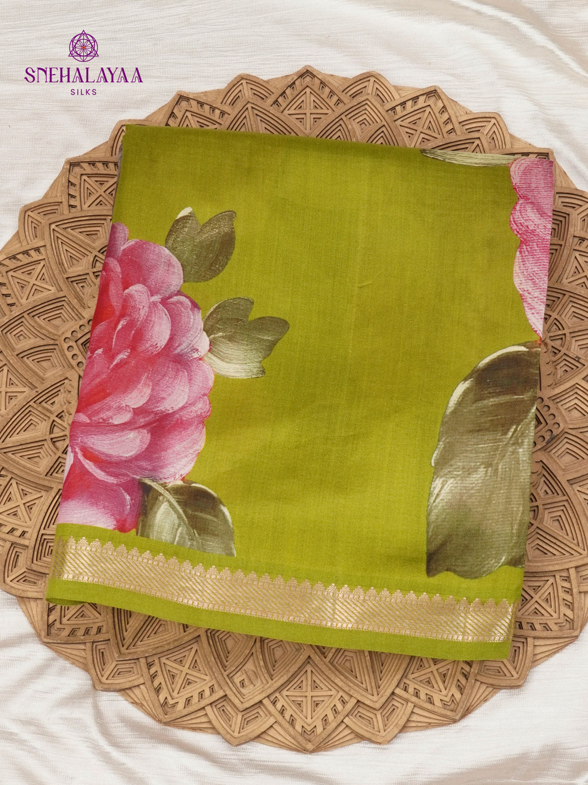 Green Chiniya Silk Saree