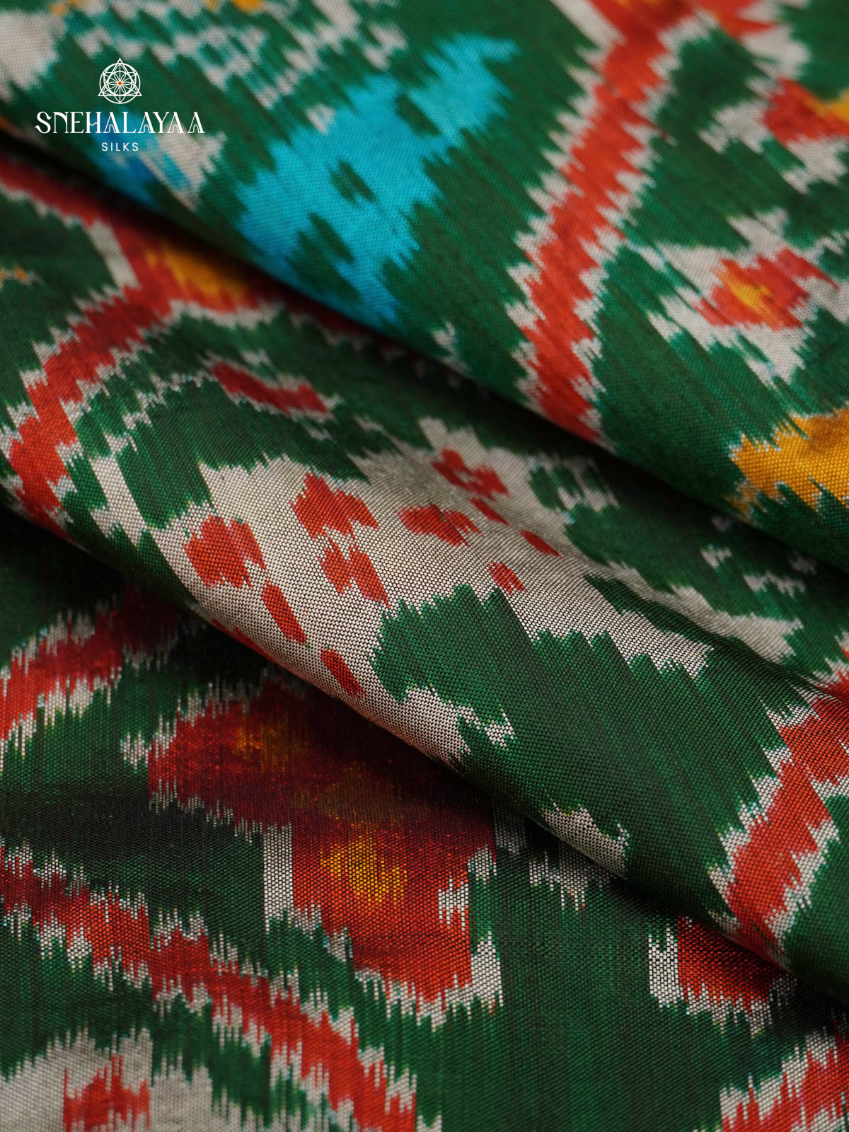 Forest Green Ikat Saree