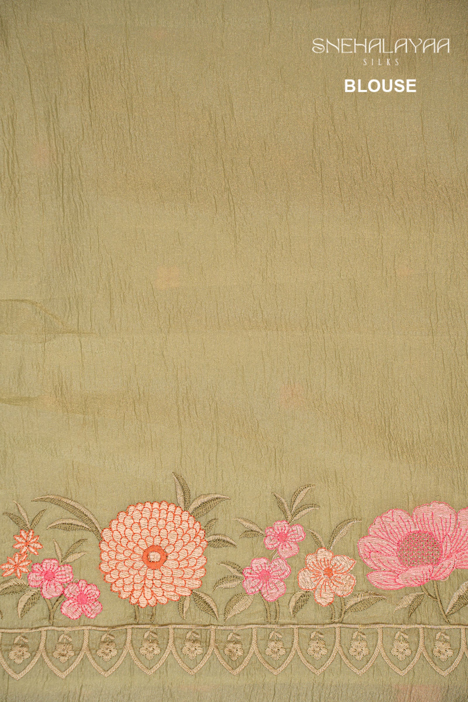 Olive Green Crush Tissue Saree