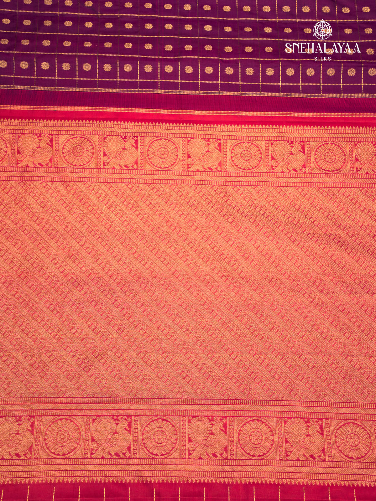 Burgundy Korvai Kanjivaram Silk Saree