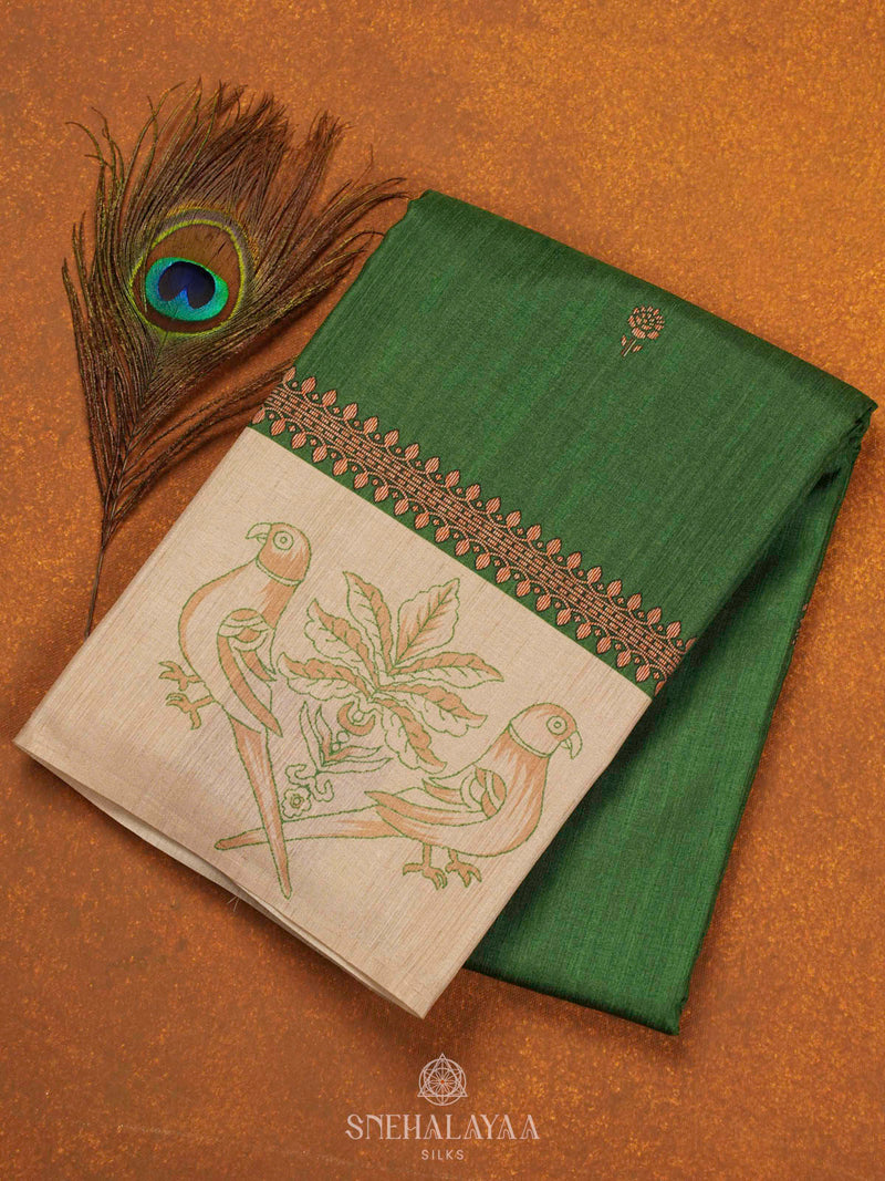 Green Tussar Saree