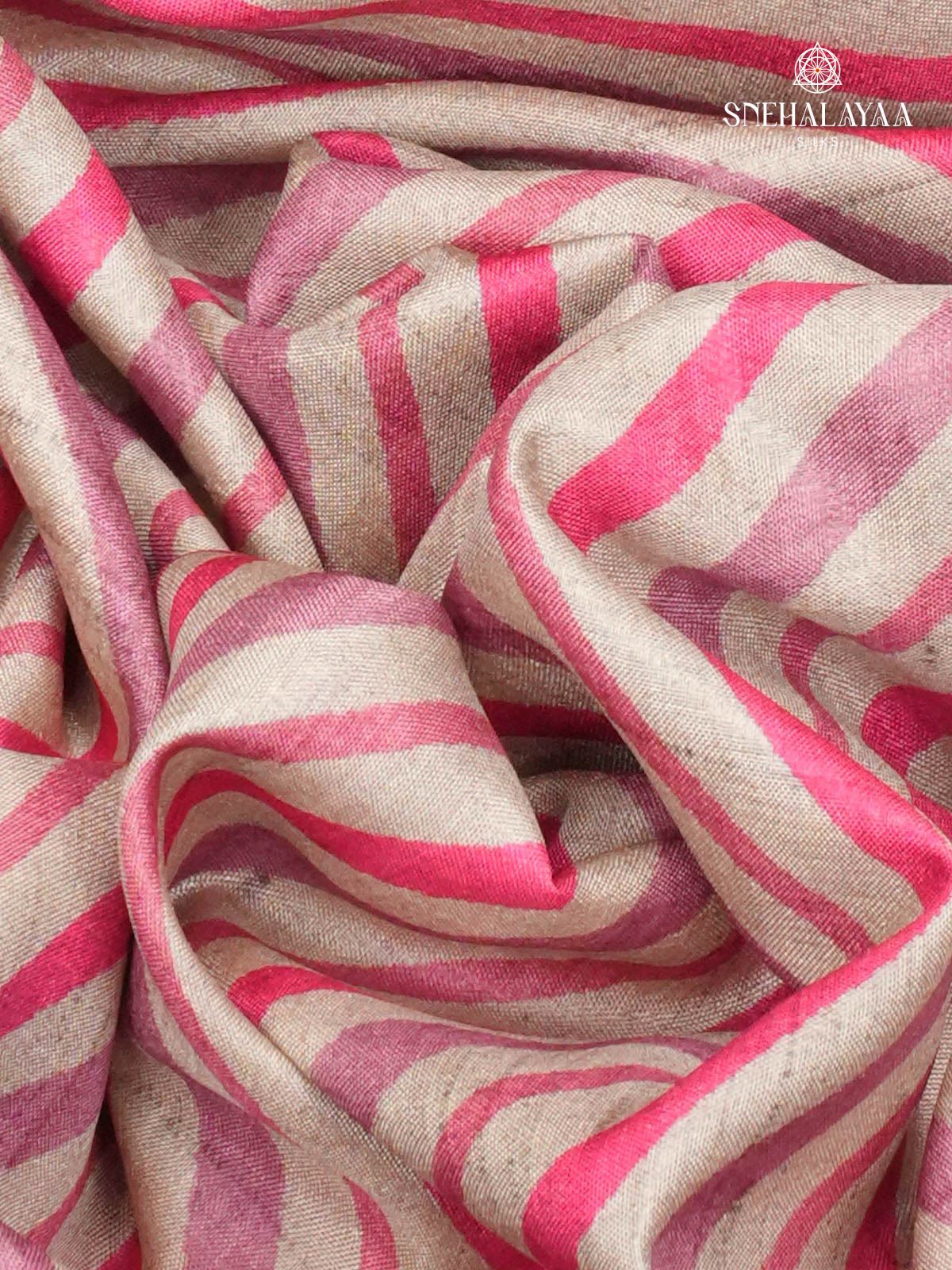 Off White Printed Tussar Saree