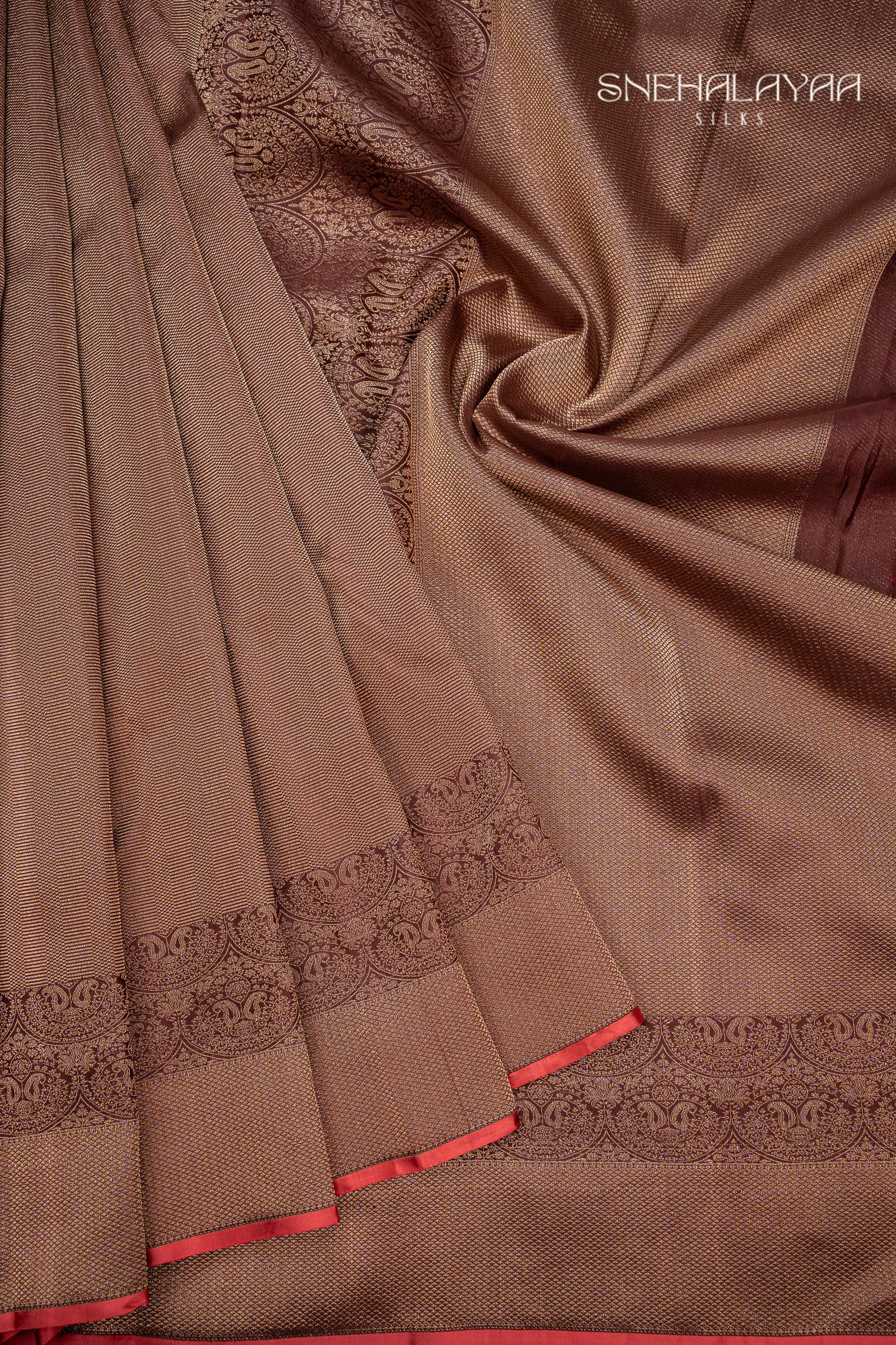 Caramel Brown Kancheevaram Silk Saree