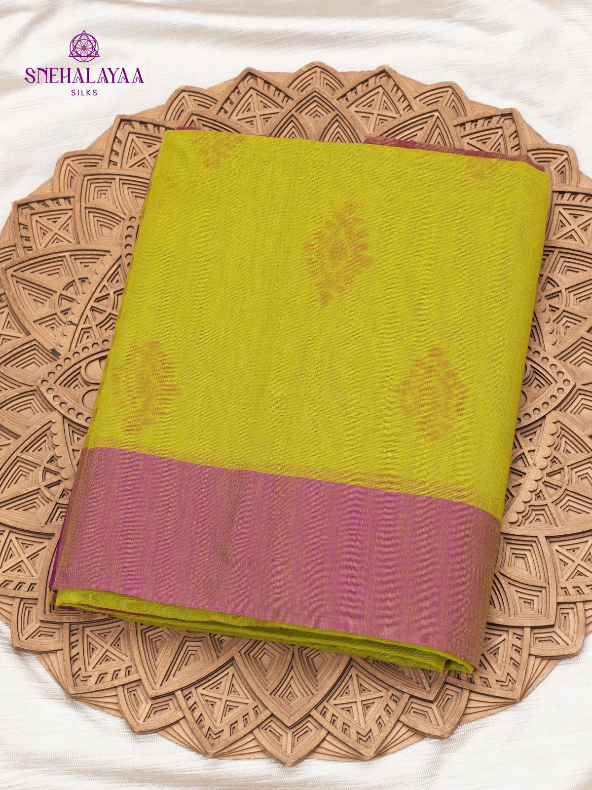 Lime Green Khadi Cotton Saree
