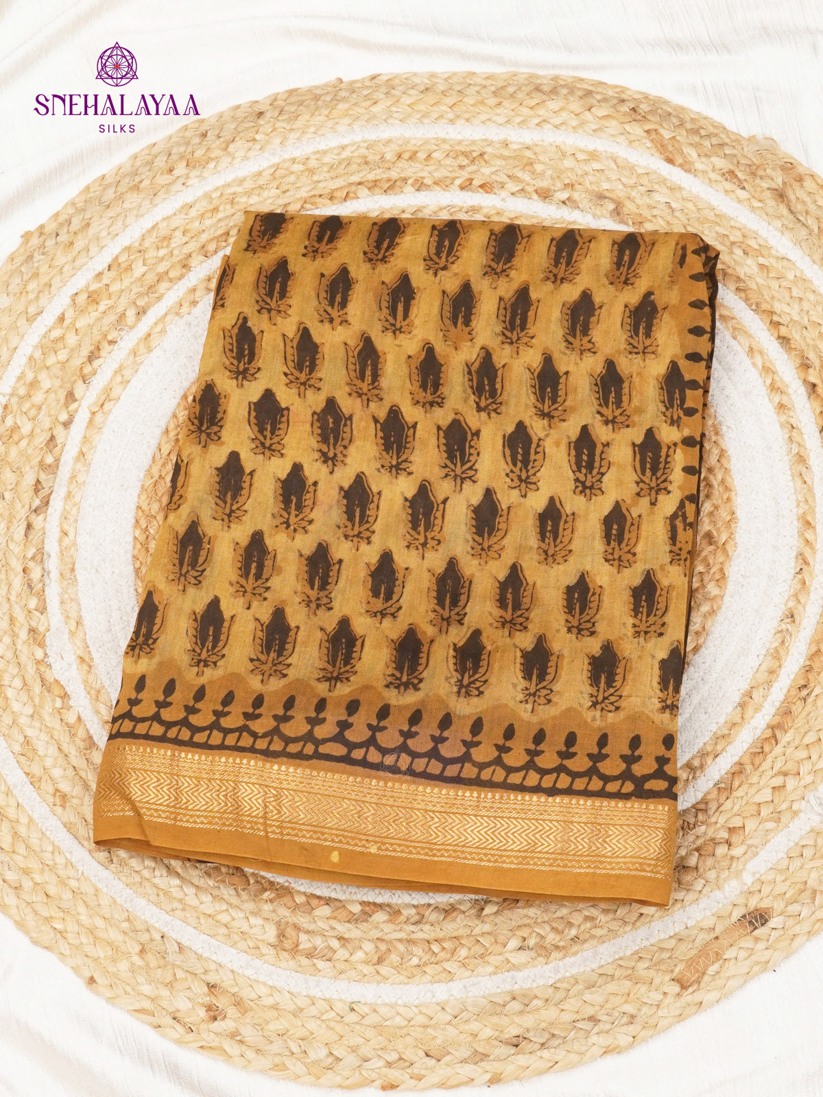 Mustard Yellow Chanderi Saree