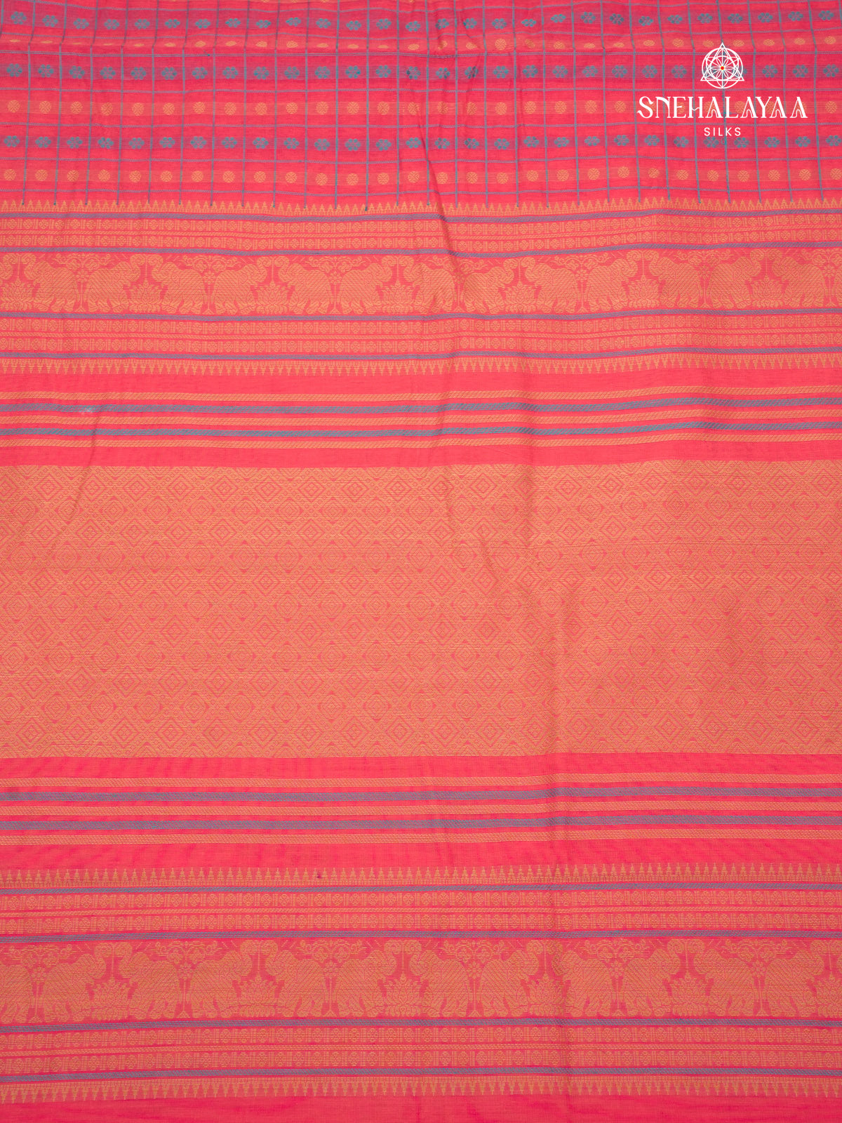 Peach Pink Pure Kanchi Cotton Saree