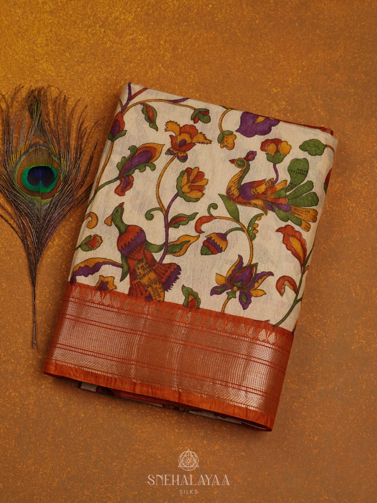 Beige Bamboo Silk Saree