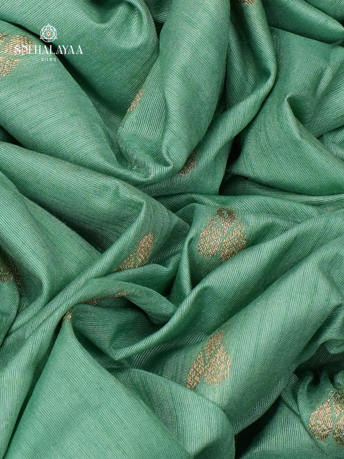 Teal Green Banaras Dola Silk Saree