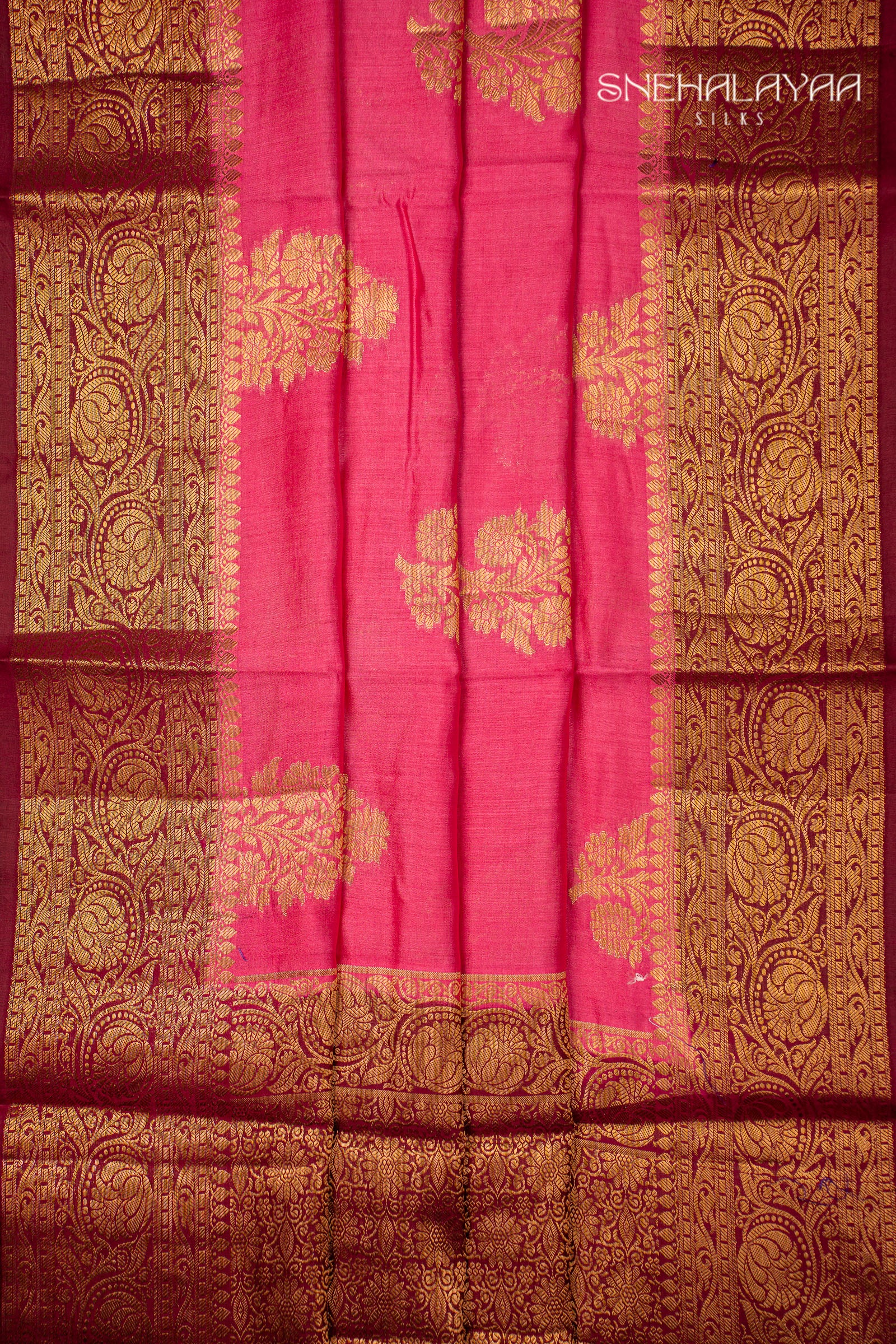 Hot Pink Banaras Dupion Silk Saree
