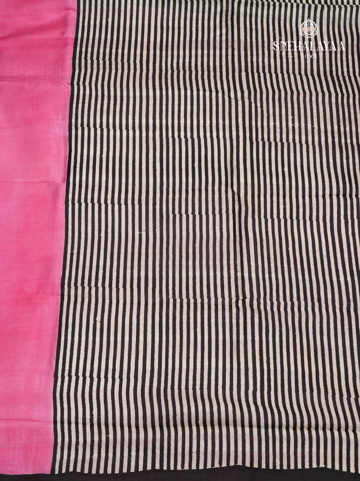 Black and White Tussar Silk Saree