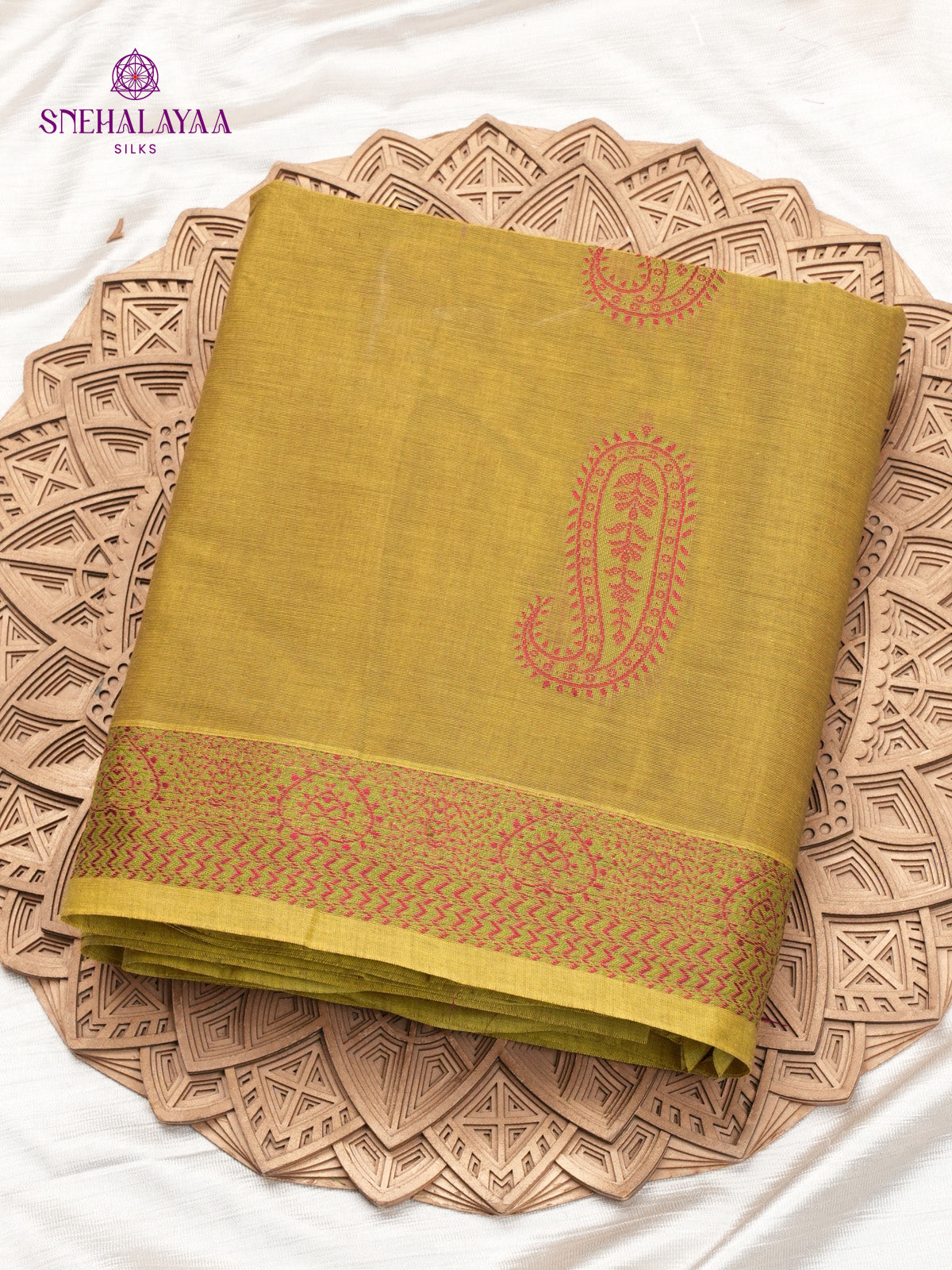 Olive Green Handloom Cotton Saree