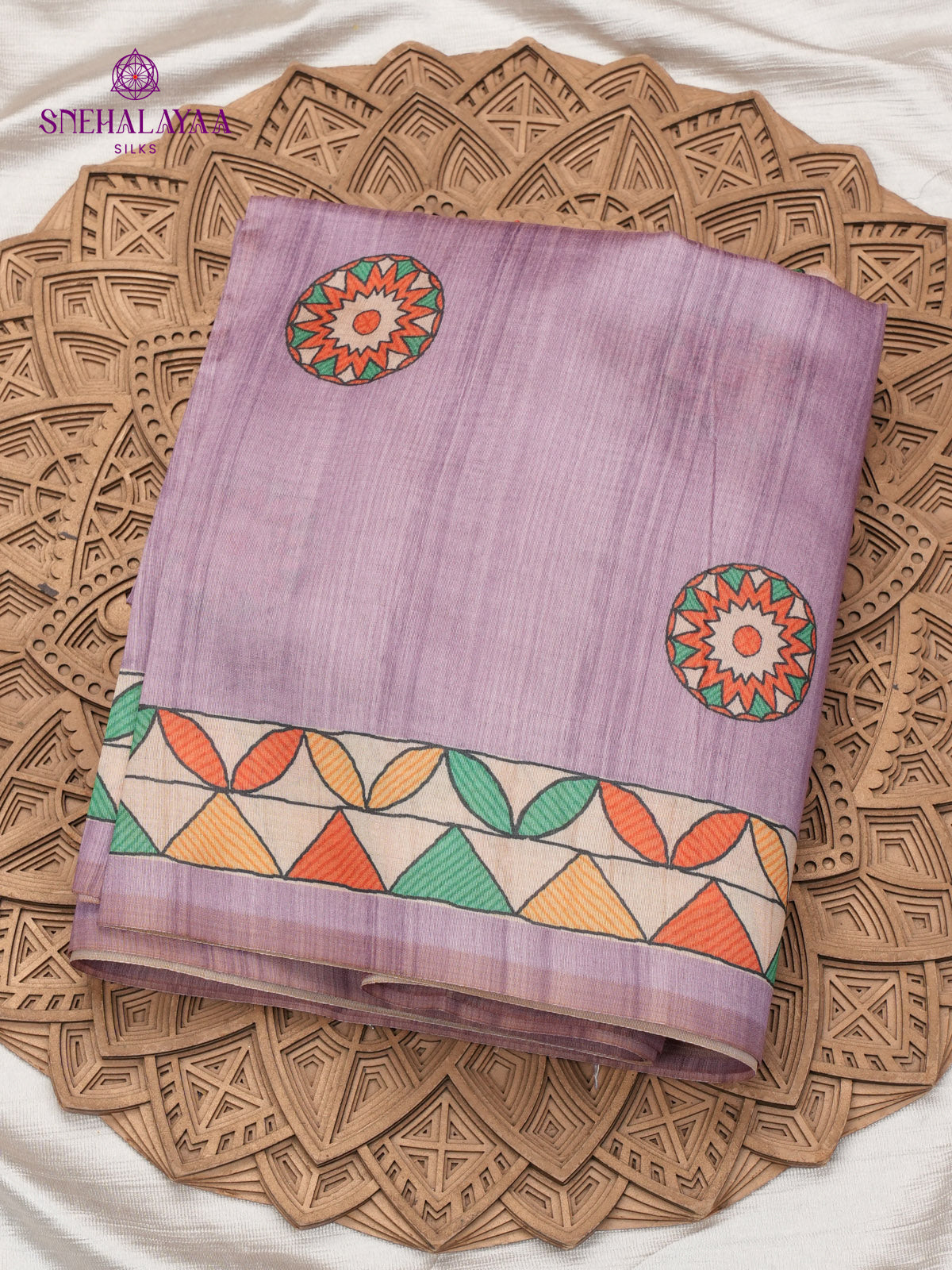 Lavender Madhubani Printed Saree