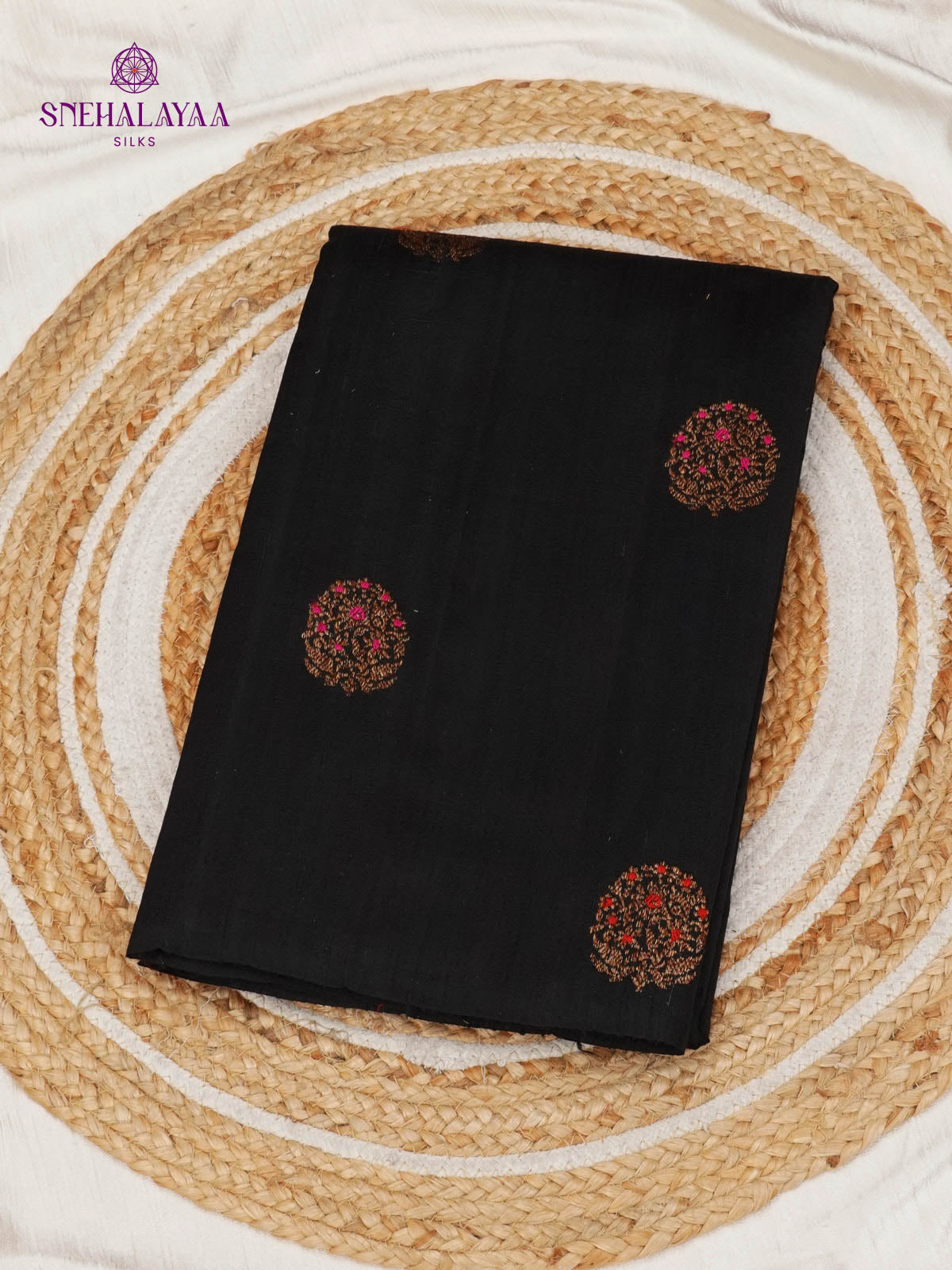 Black Banaras Raw Silk Saree