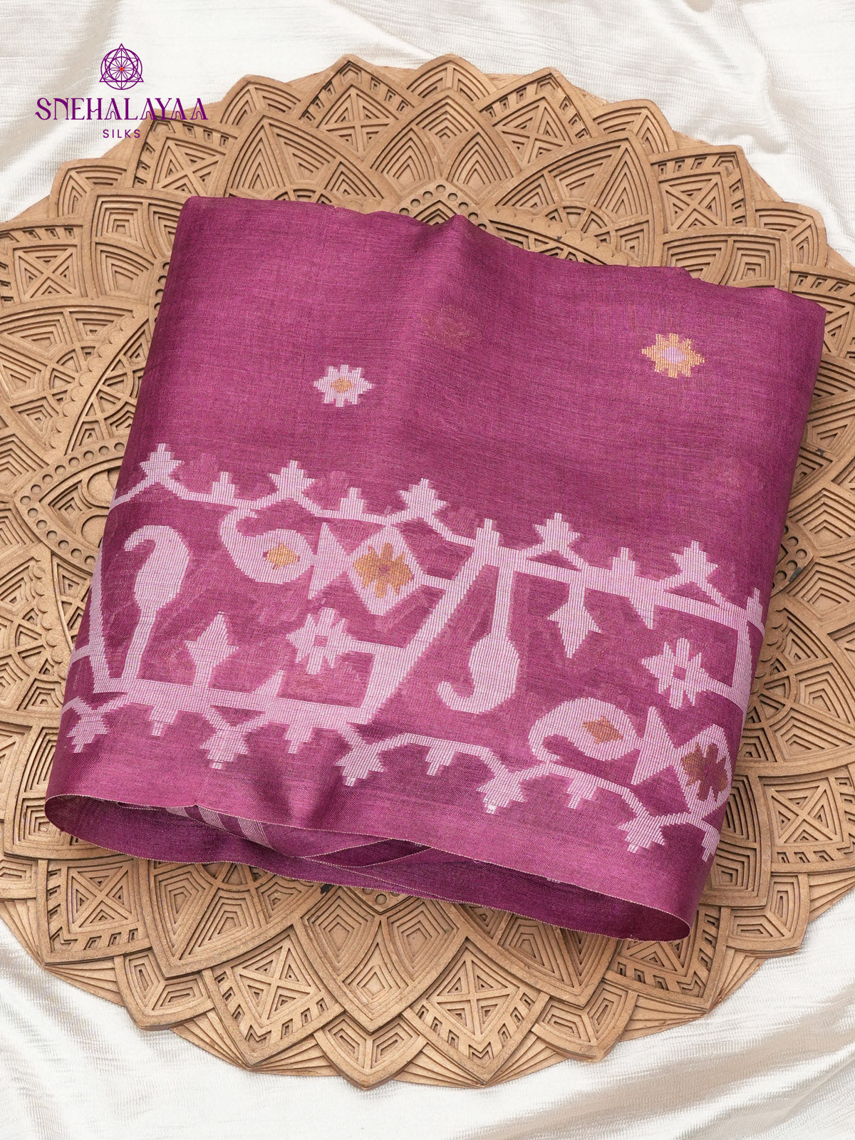 Purple Tussar Silk Saree