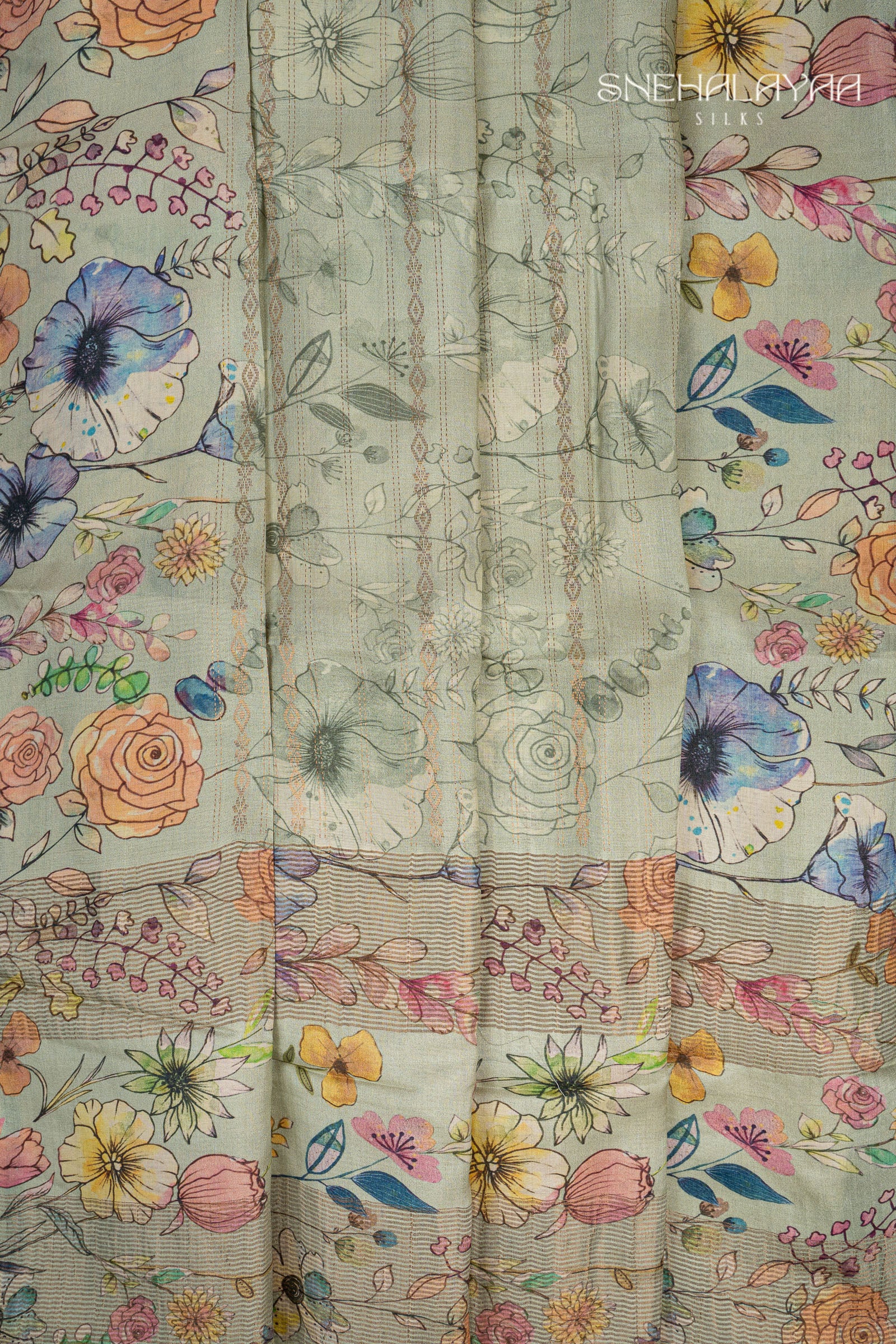 Mint Green Tussar Saree