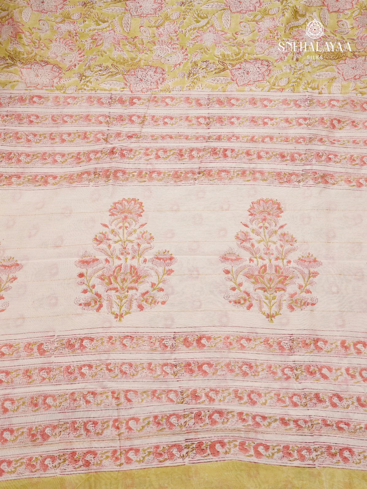 Lime Green Chanderi Saree