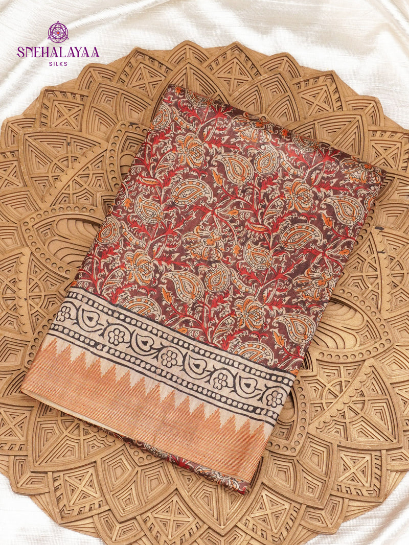 Brown Tussar Saree