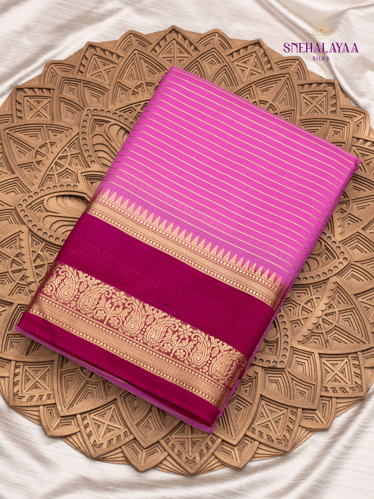 Lotus Pink Mysore Silk Saree