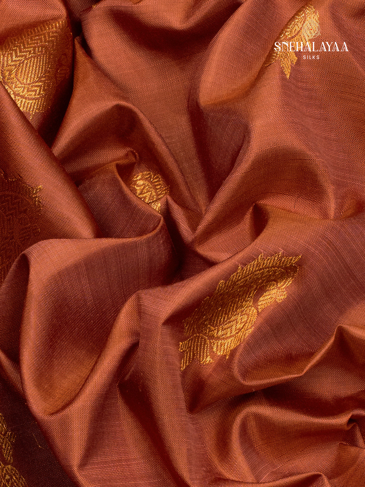 Rust Brown Kanjivaram Silk Saree