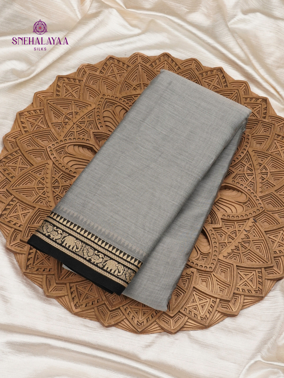 Grey Narayanpet Cotton Saree