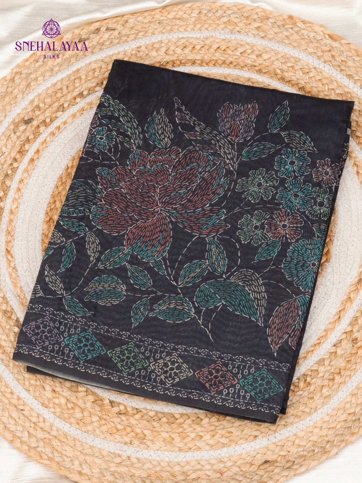 Black Linen Saree