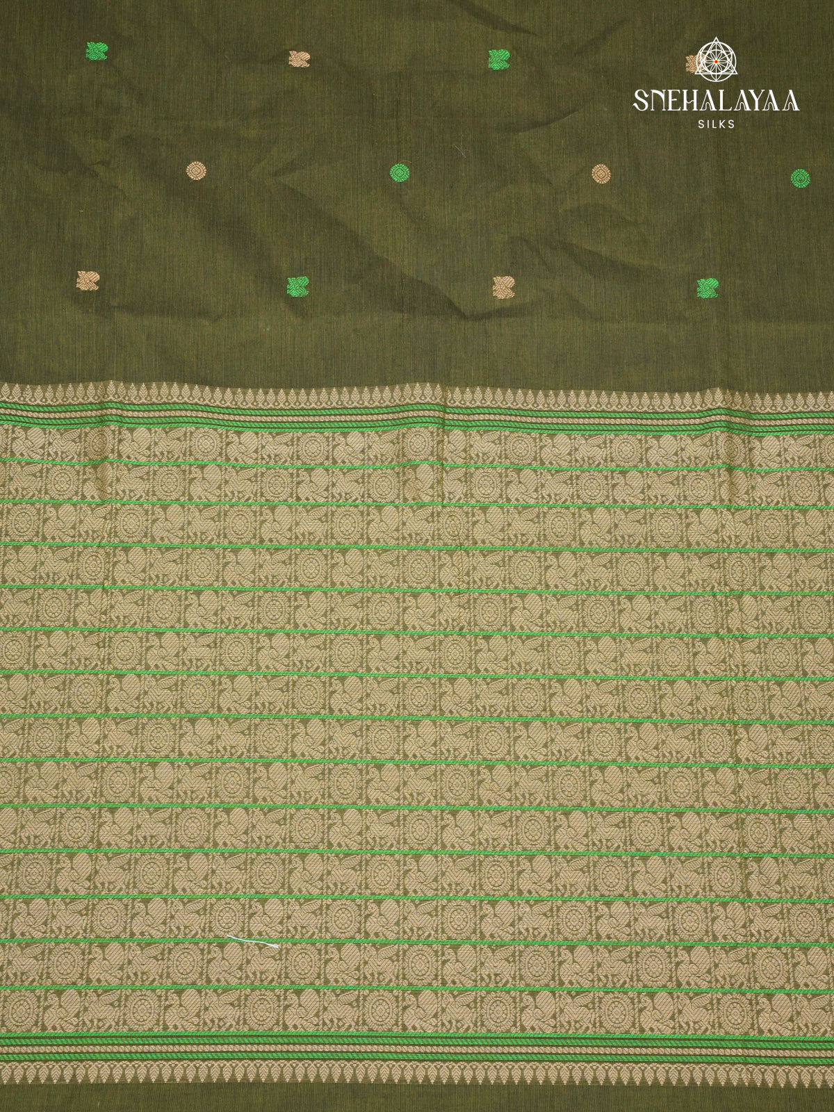 Olive Green venkatagiri Cotton Saree