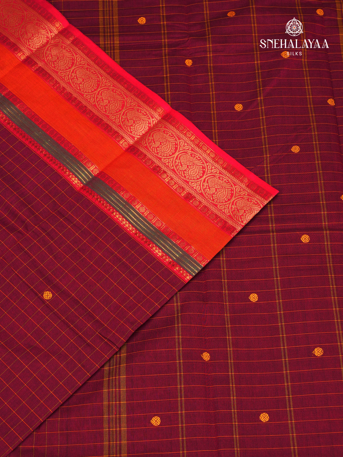 Maroon Chettinad Cotton Saree