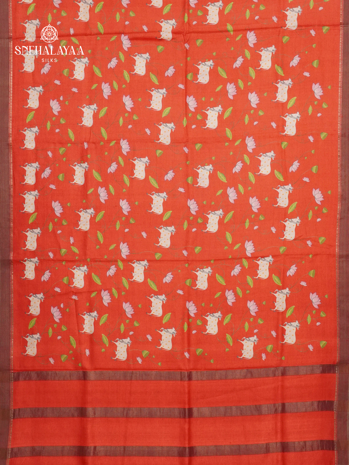 Rust Orange Tussar Saree