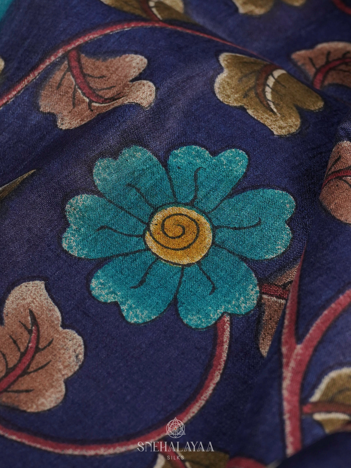 Navy Blue Tussar Saree