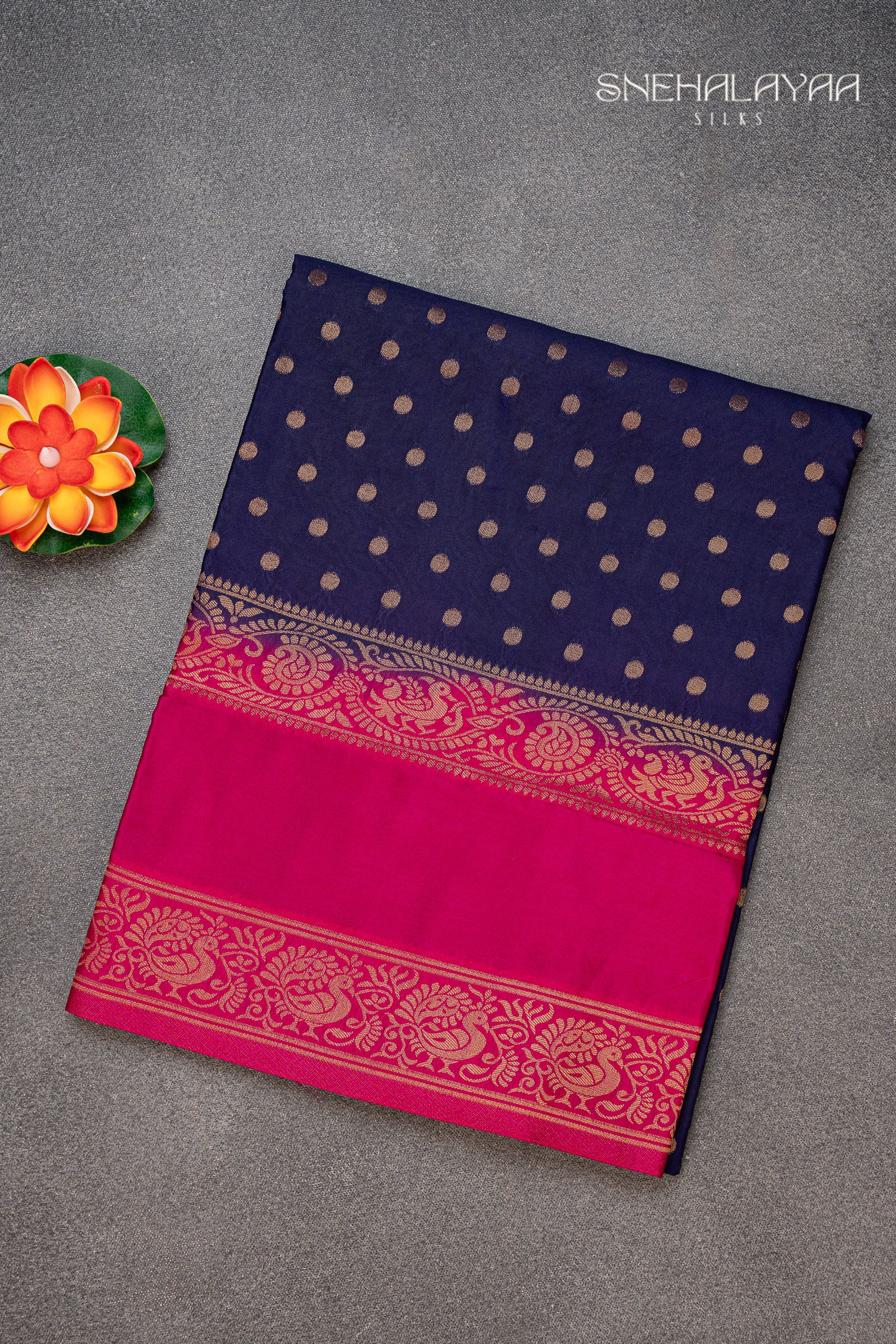 Indigo Blue Semi Mysore Silk Saree