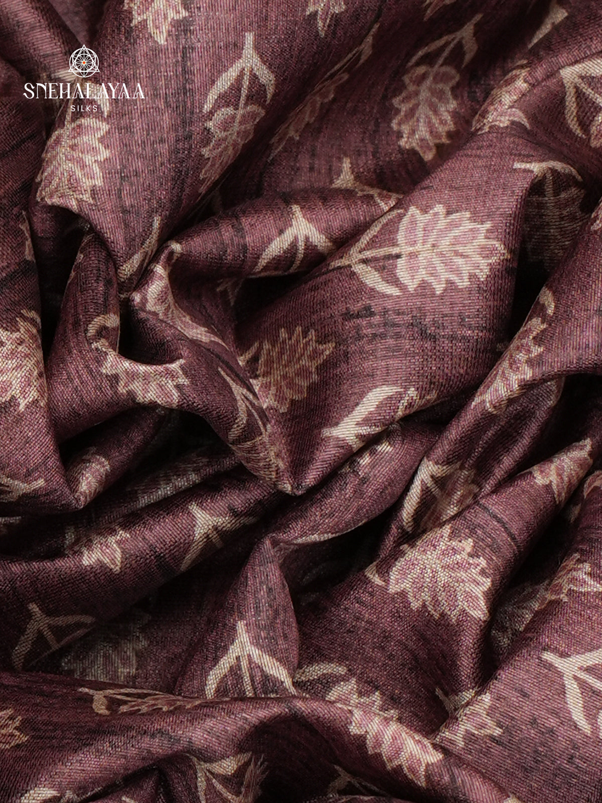 Brown Tussar Embroidery Saree