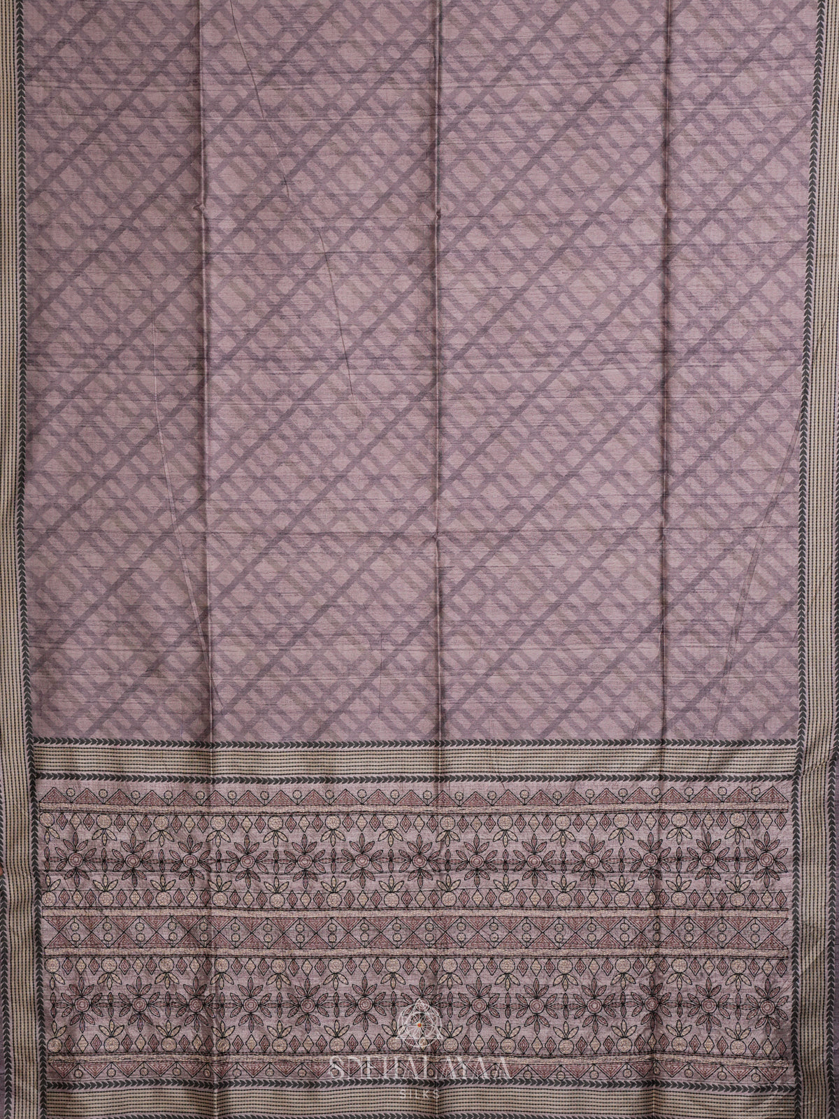 Lavender Tussar Embroidery Saree
