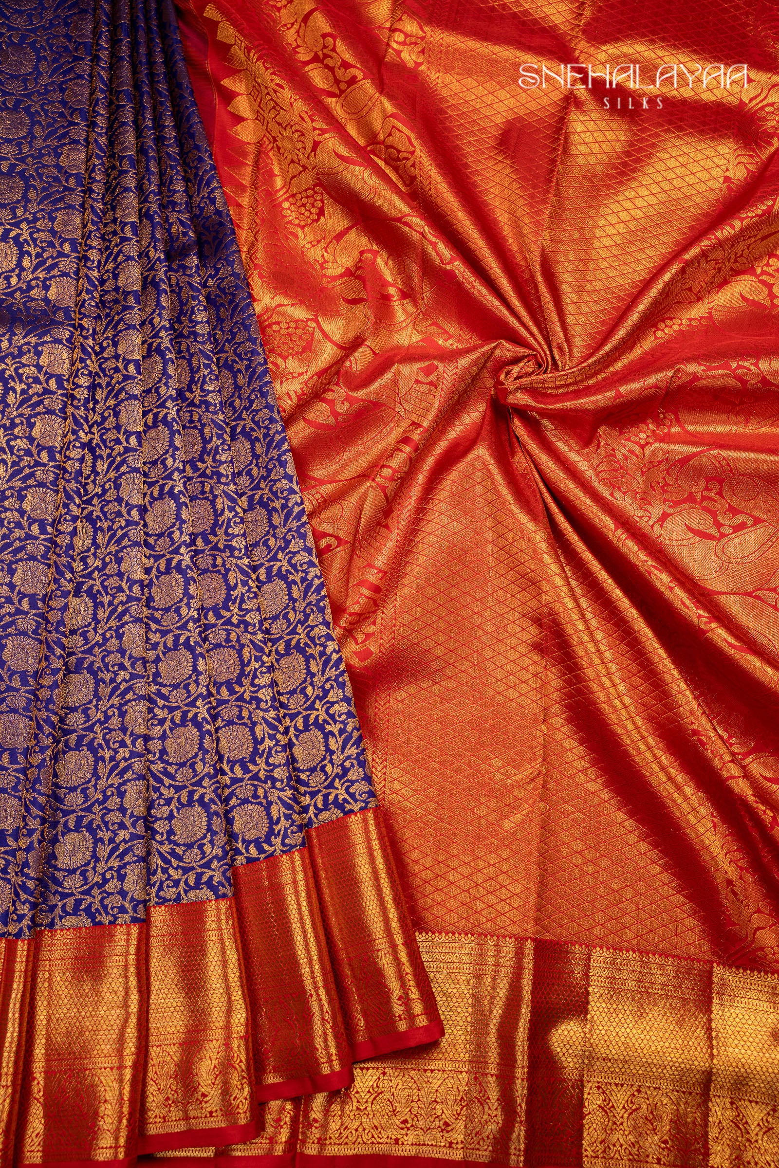 Azure Blue Kancheevaram Silk Saree