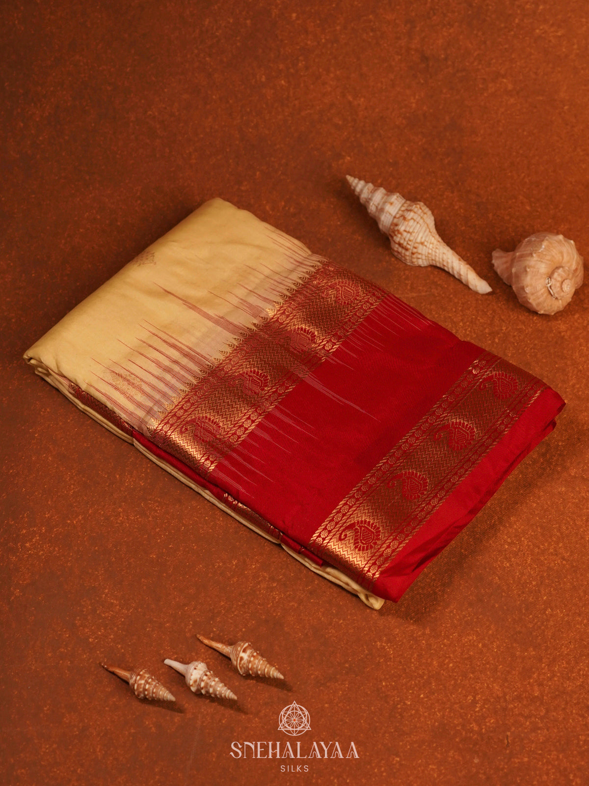 Cream Kanjivaram Silk Saree