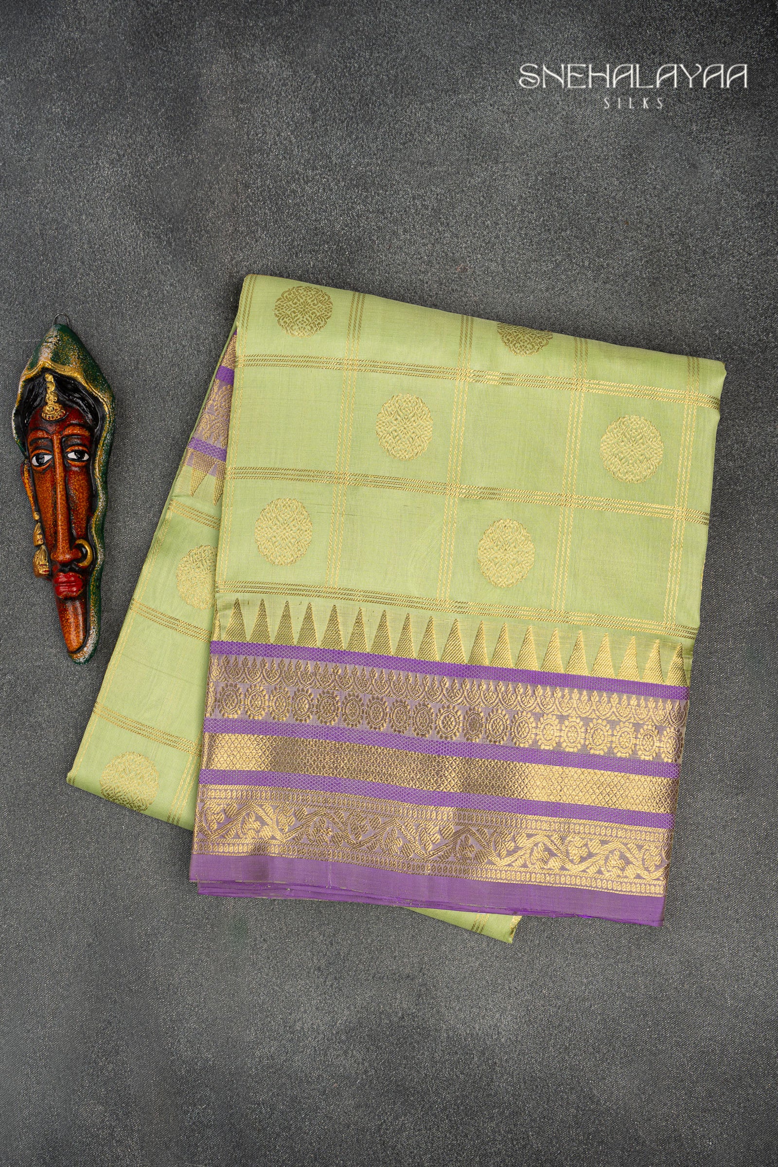 Lime Green Venkatagiri Silk Saree