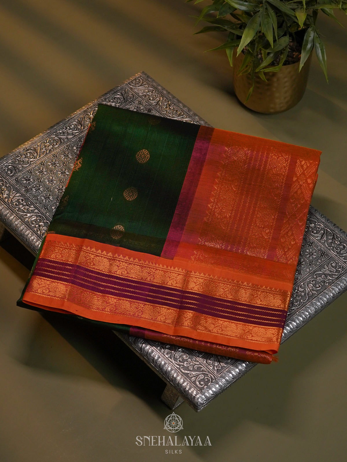 Forest Green Kanchi Silk Cotton Saree