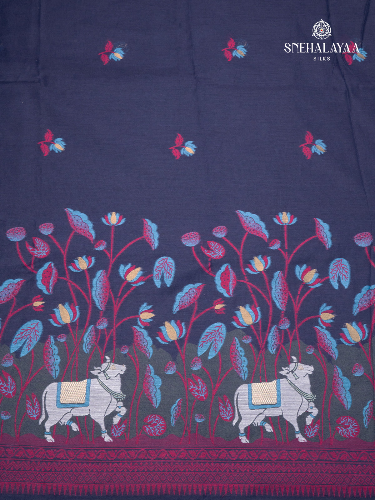 Navy Blue Munga Cotton Saree