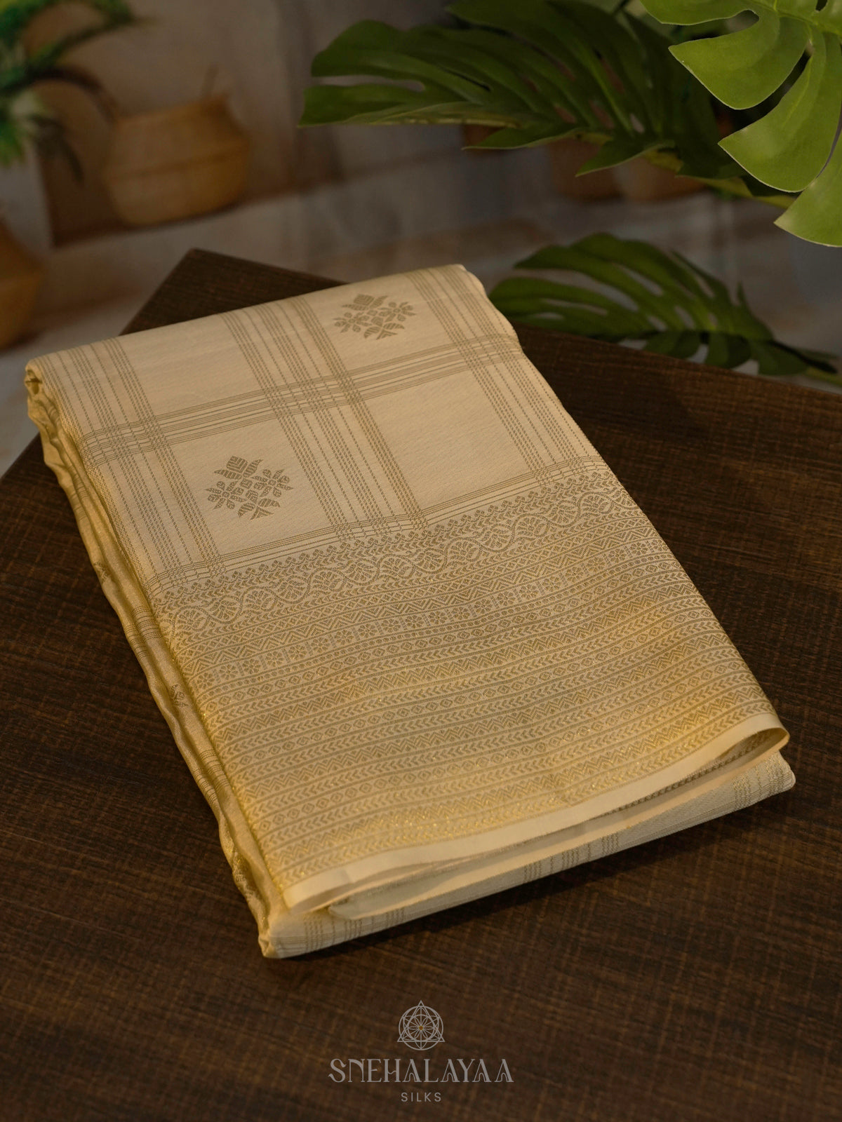 Beige Kanjivaram Silk Saree