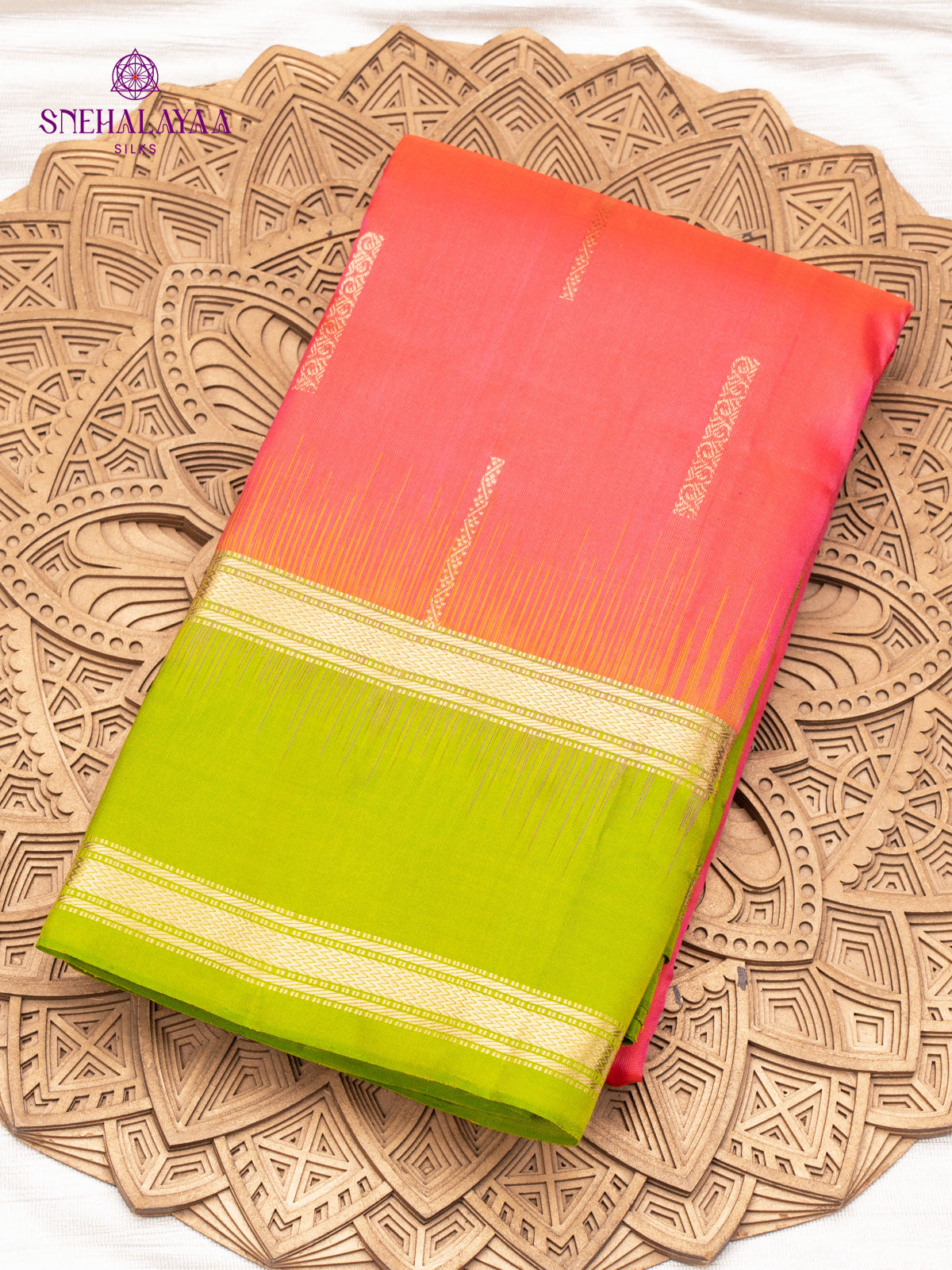 Coral Pink Kanjivaram Silk Saree