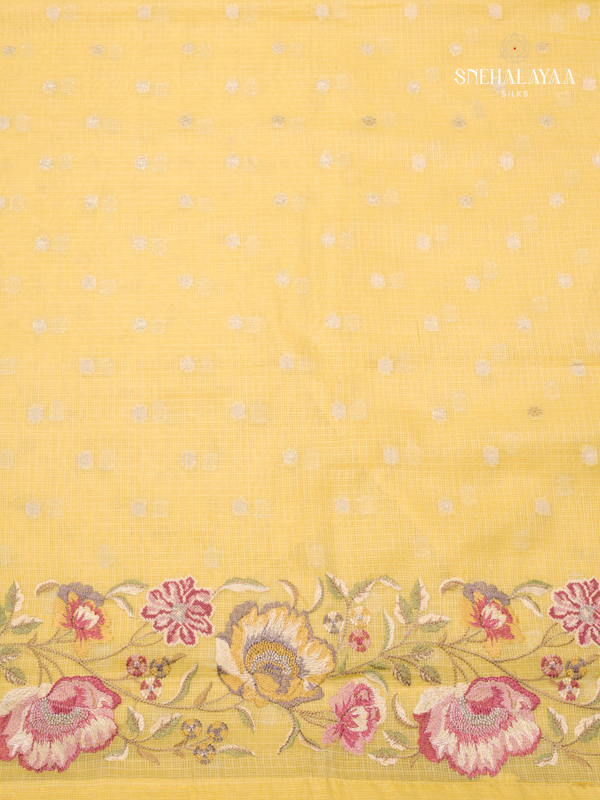 Yellow Kota Embroidery Saree
