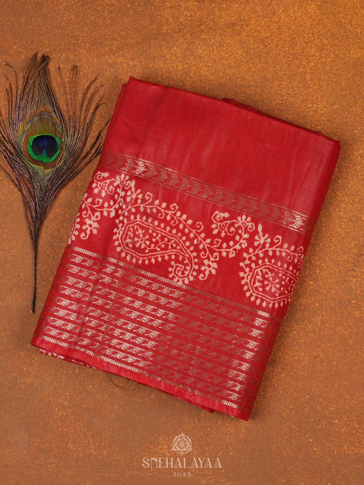 Rust Orange Bamboo Silk Saree