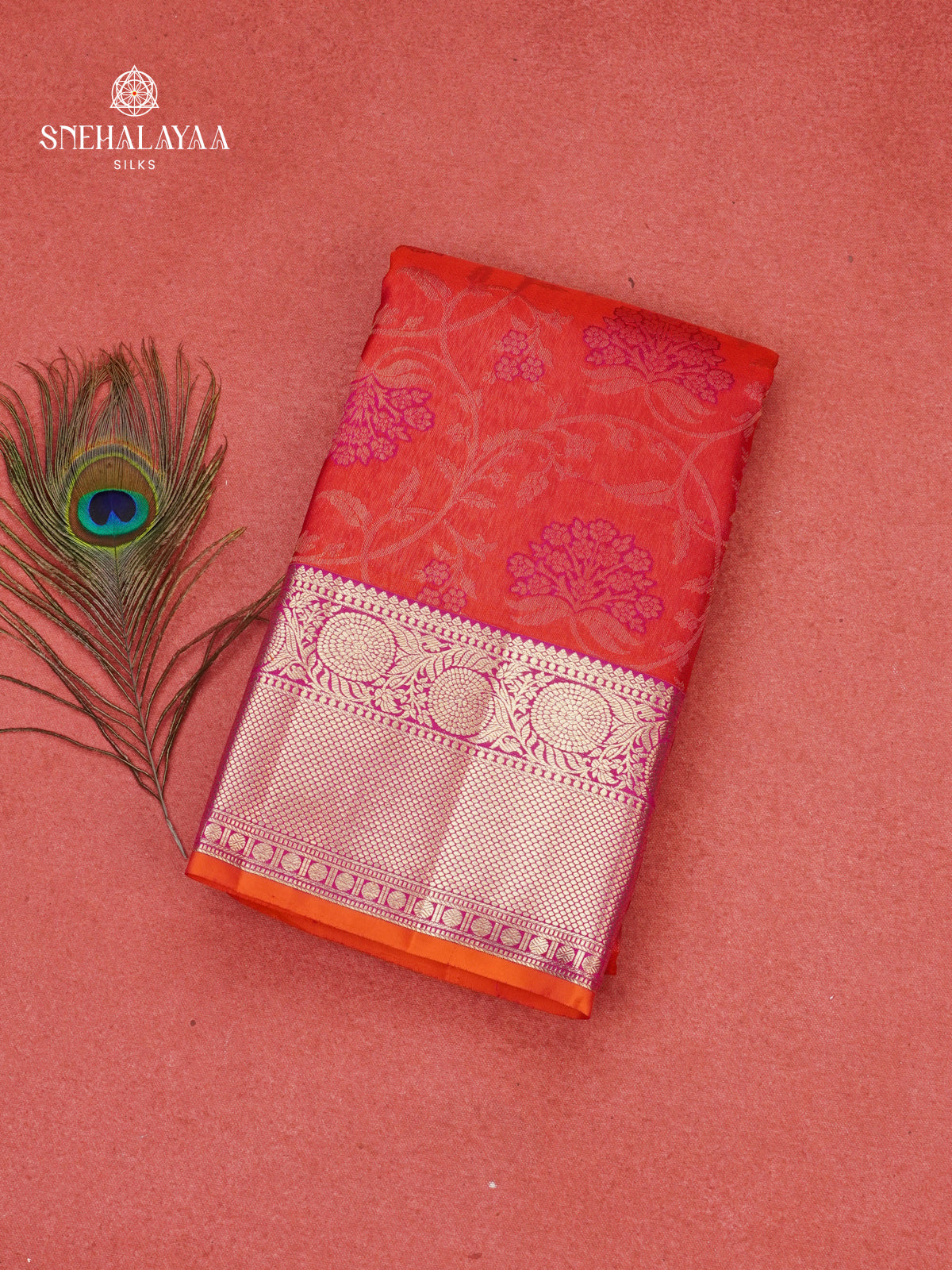 Orange Kanjivaram Silk Saree