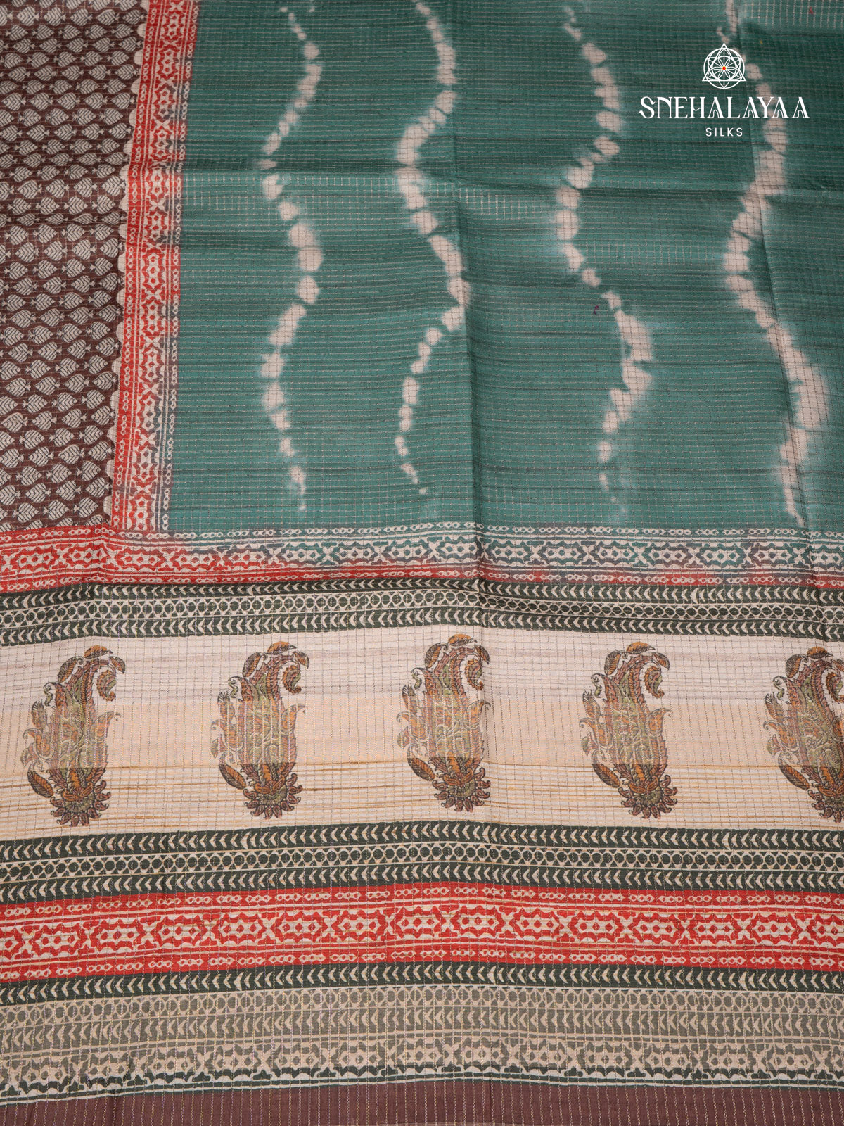 Teal Green Tussar Saree